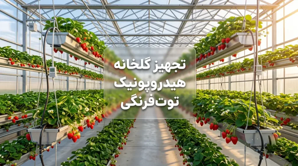 تجهیز گلخانه هیدروپونیک توت فرنگی: بررسی سیستم کشت آویزان و سیم پشتیبان